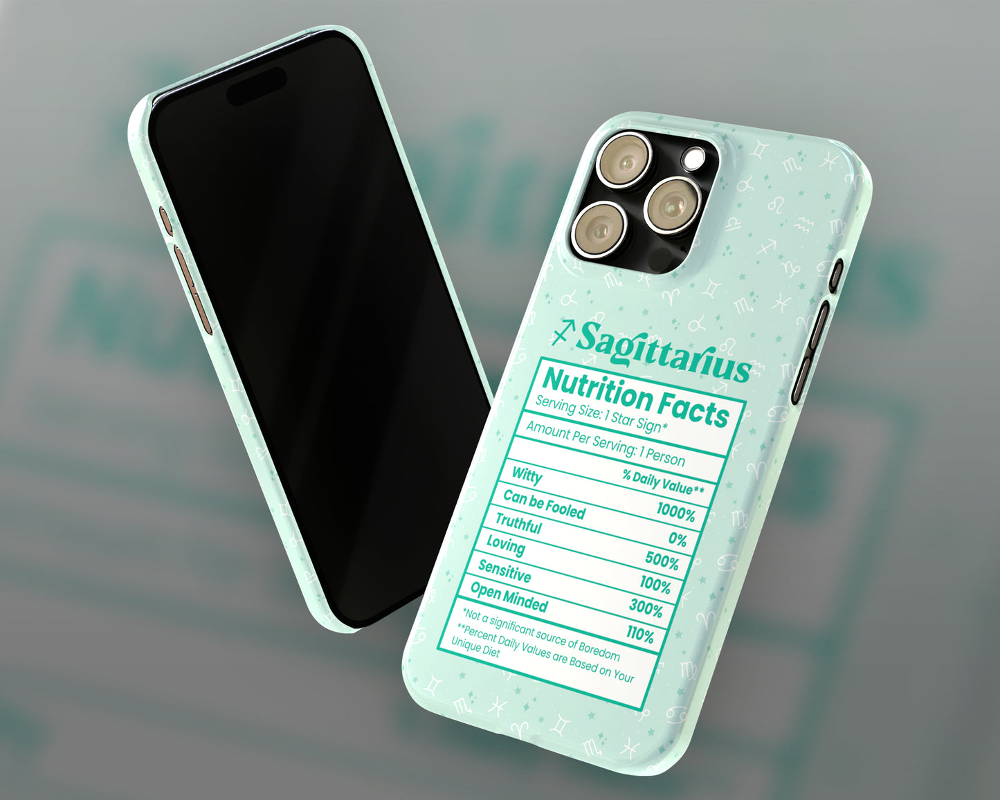 Sagittarius Zodiac sign nutrition facts label iPhone case