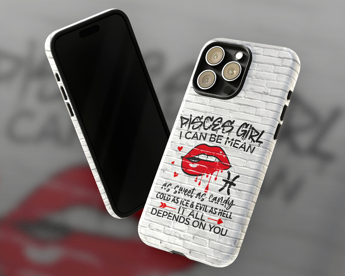 Pisces Zodiac sign Girls I can be mean black graffiti on white brick wall iPhone case