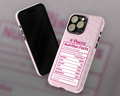 Pisces Zodiac sign nutrition facts label iPhone case