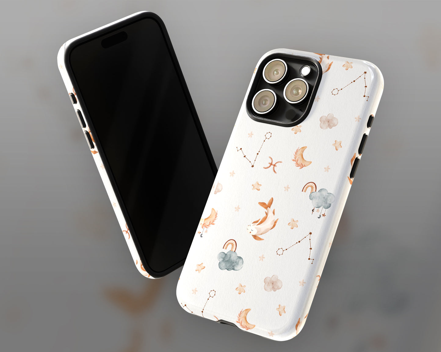 Pisces Zodiac sign watercolor baby pattern iPhone case