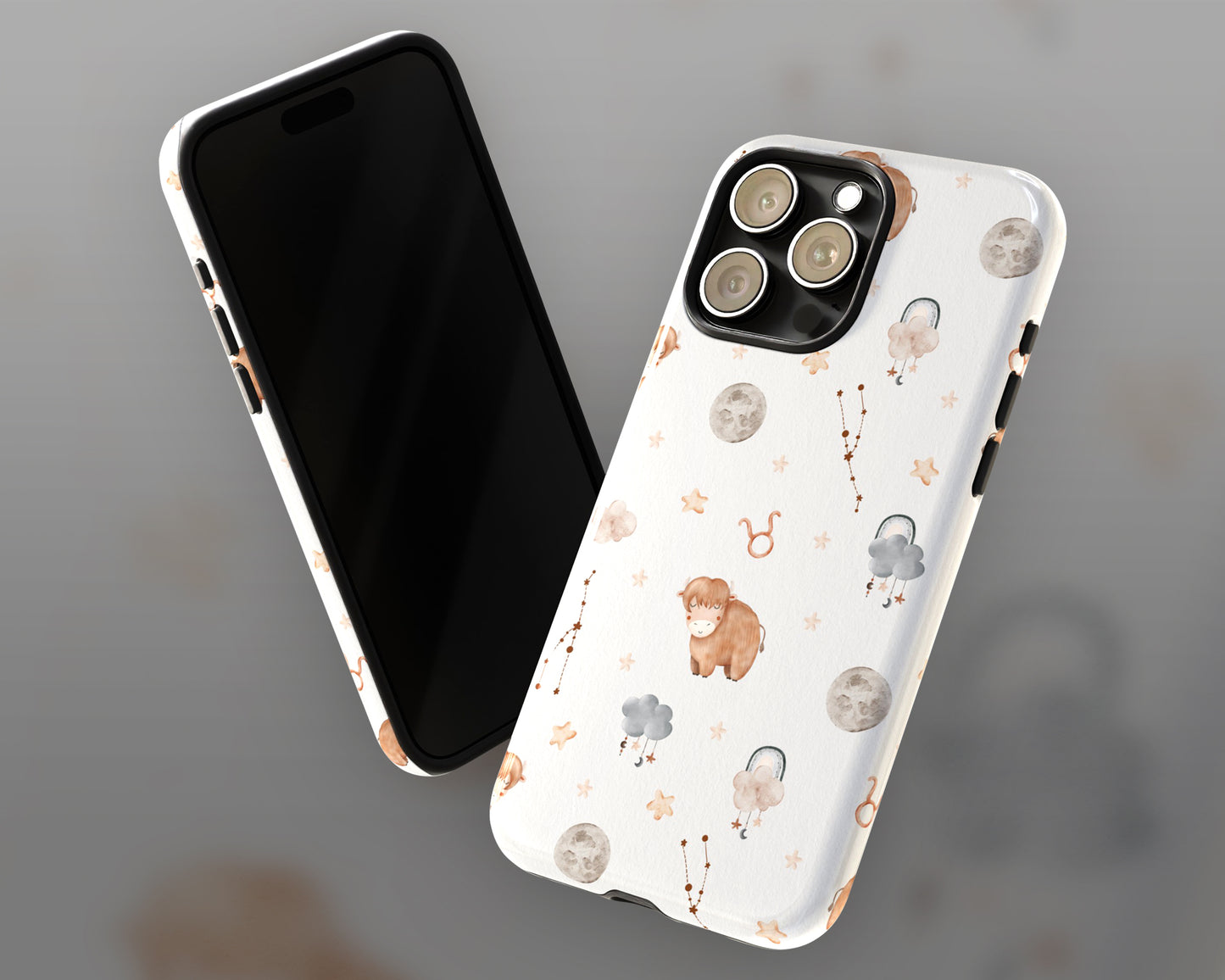 Taurus Zodiac sign watercolor baby pattern iPhone case