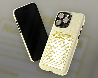 Gemini Zodiac sign nutrition facts label iPhone case