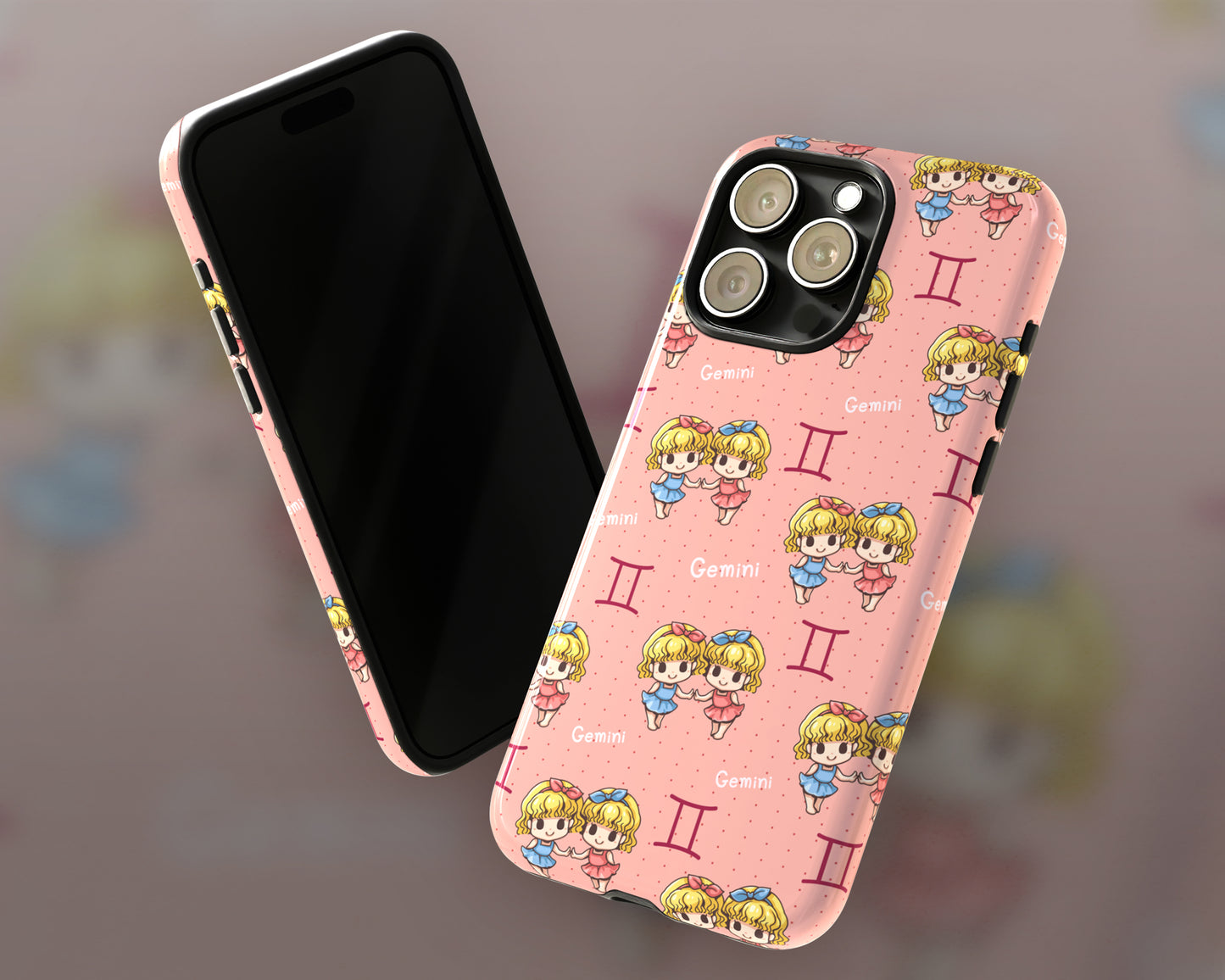 Gemini Zodiac sign cute cartoon girl iPhone case