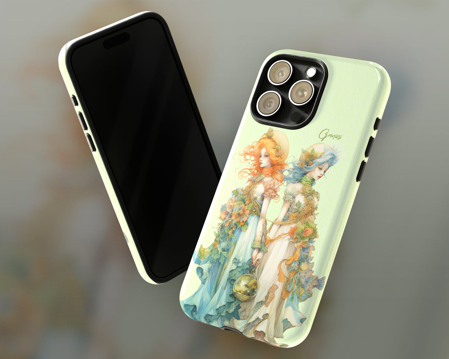 Gemini Zodiac sign watercolor Goddess iPhone case