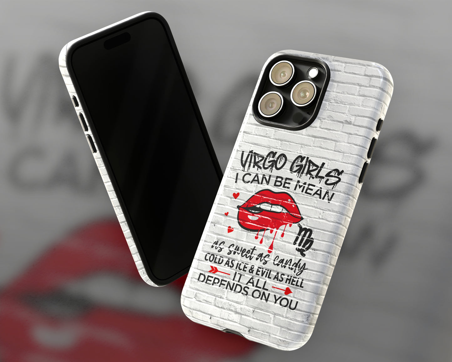 Virgo Zodiac sign Girls I can be mean black graffiti on white brick wall iPhone case