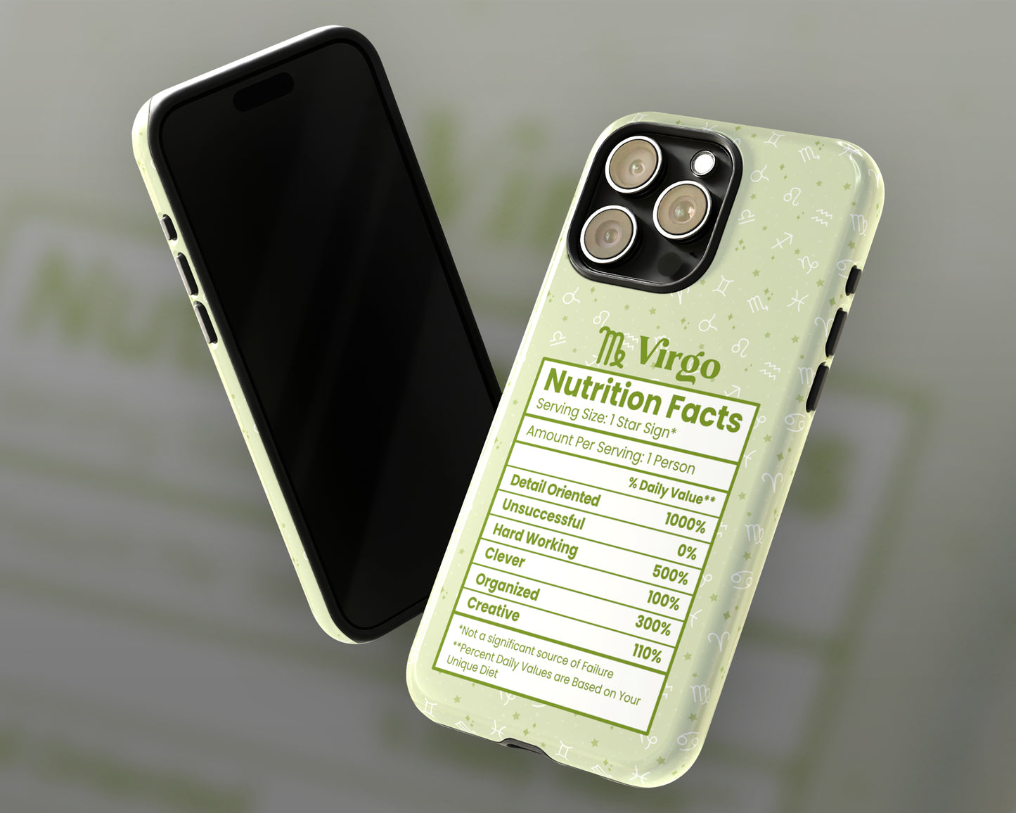 Virgo Zodiac sign nutrition facts label iPhone case