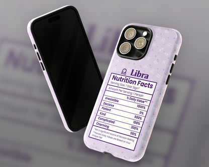 Libra Zodiac sign nutrition facts label iPhone case