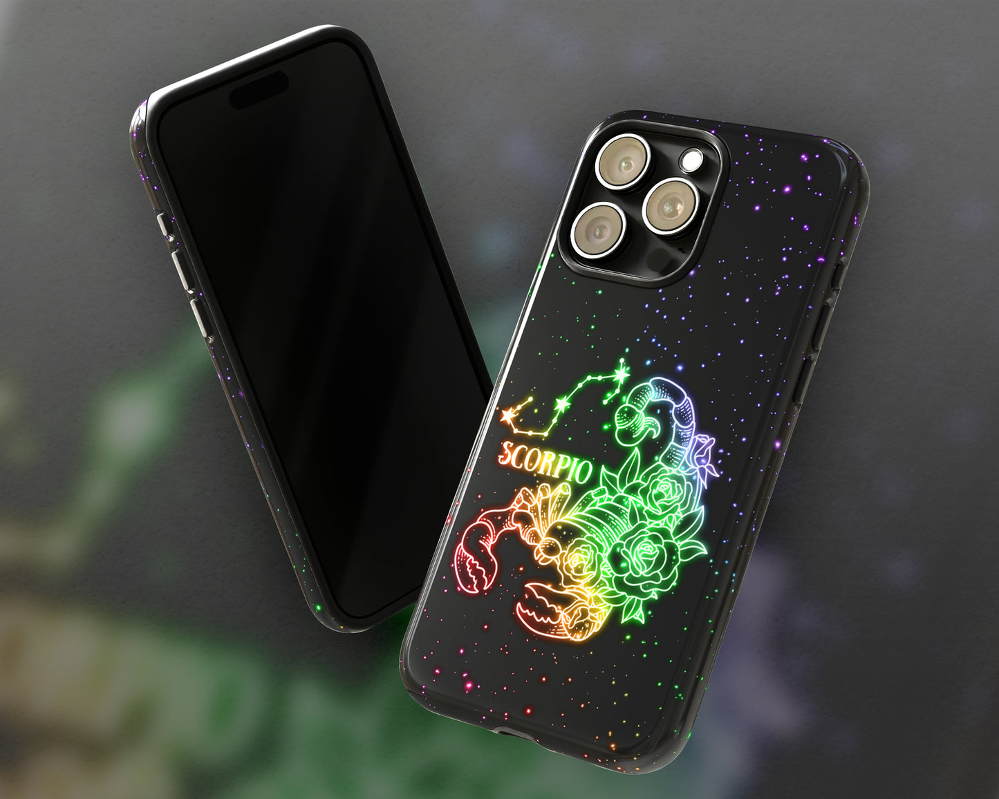 Scorpio Zodiac sign glowing starry sky iPhone case