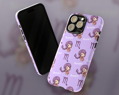 Scorpio Zodiac sign cute cartoon girl iPhone case