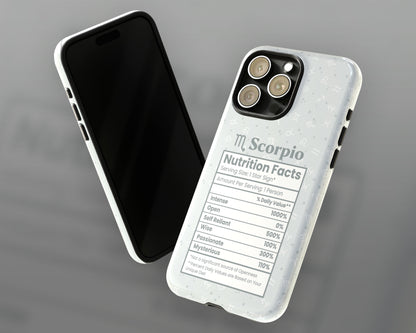 Scorpio Zodiac sign nutrition facts label iPhone case