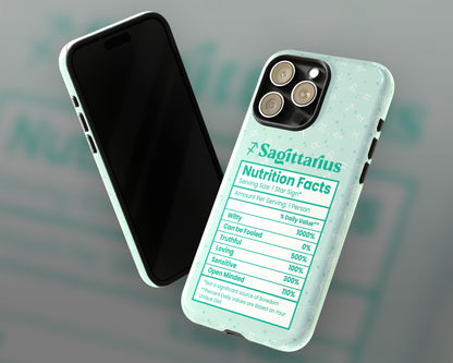 Sagittarius Zodiac sign nutrition facts label iPhone case