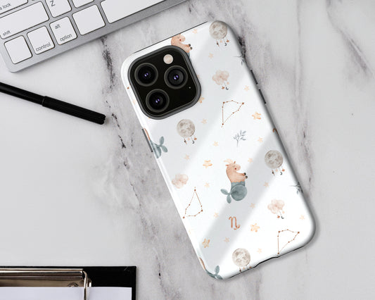Capricorn Zodiac sign watercolor baby pattern iPhone case