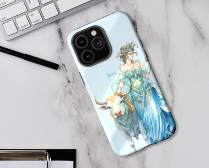 Taurus Zodiac sign watercolor Goddess iPhone case