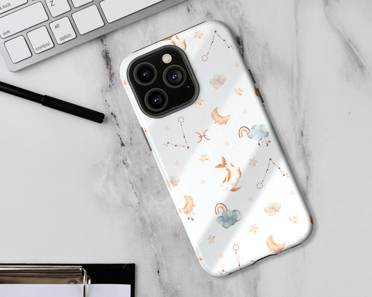 Pisces Zodiac sign watercolor baby pattern iPhone case