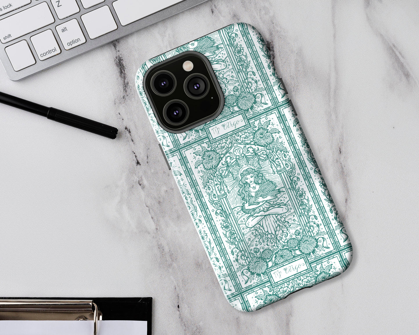 Virgo Zodiac sign line art card iPhone case