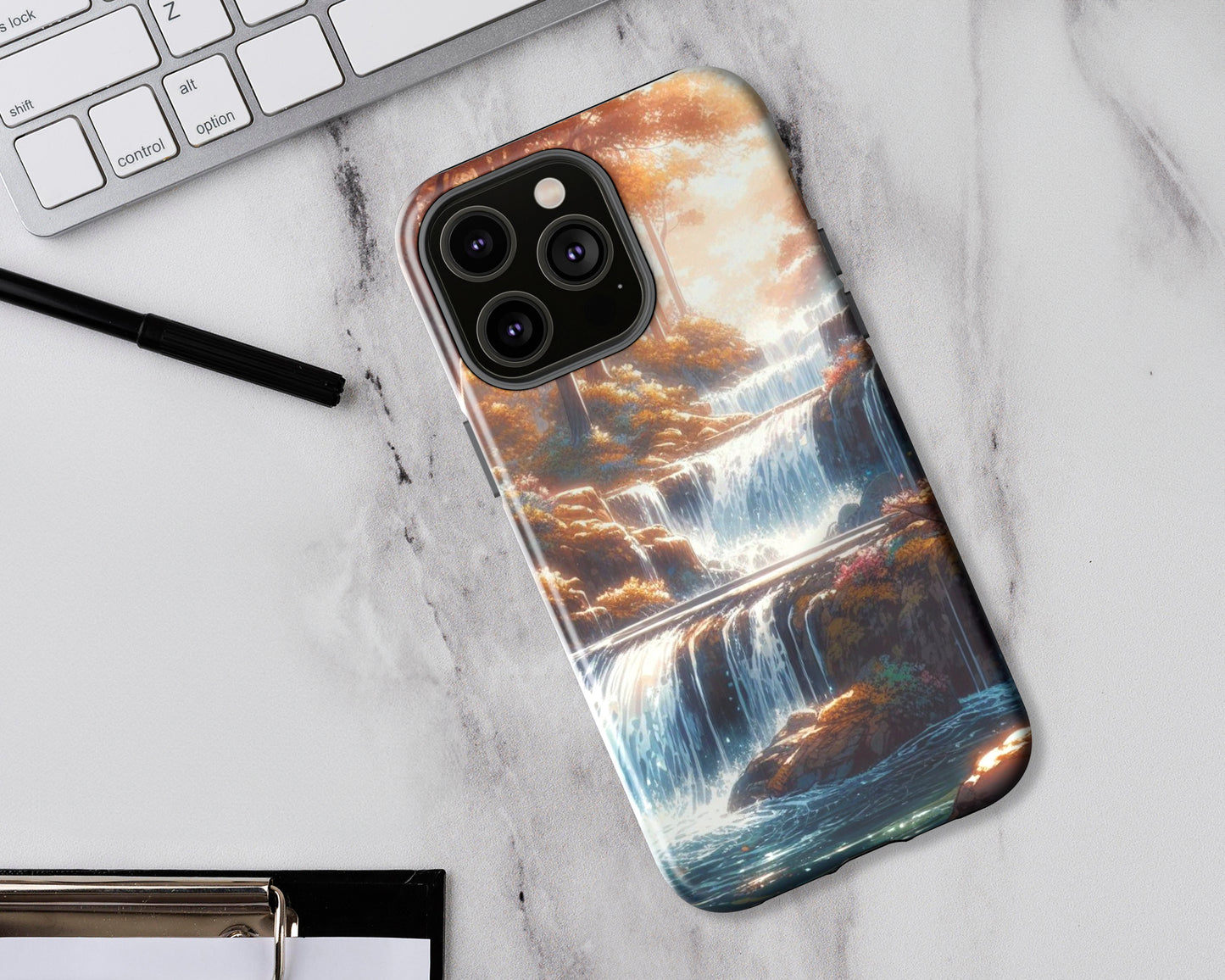 Waterfalls in anime style iPhone case