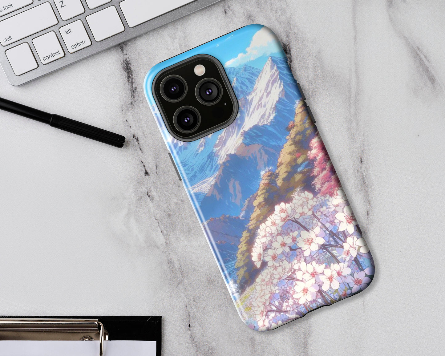 Mountains in anime style iPhone case