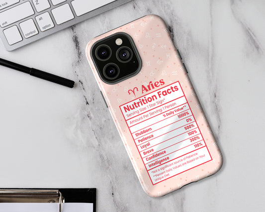 Aries Zodiac sign nutrition facts label iPhone case