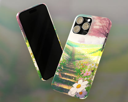 Flower fields in anime style iPhone case