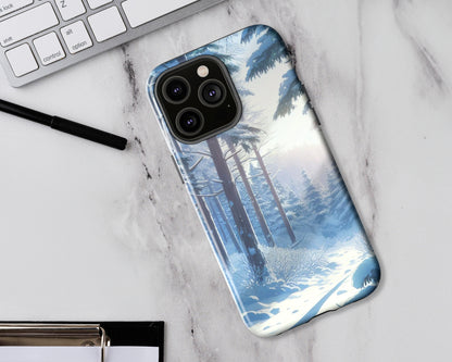 Pine forests in anime style iPhone case