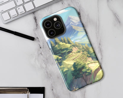 Mountains in anime style iPhone case