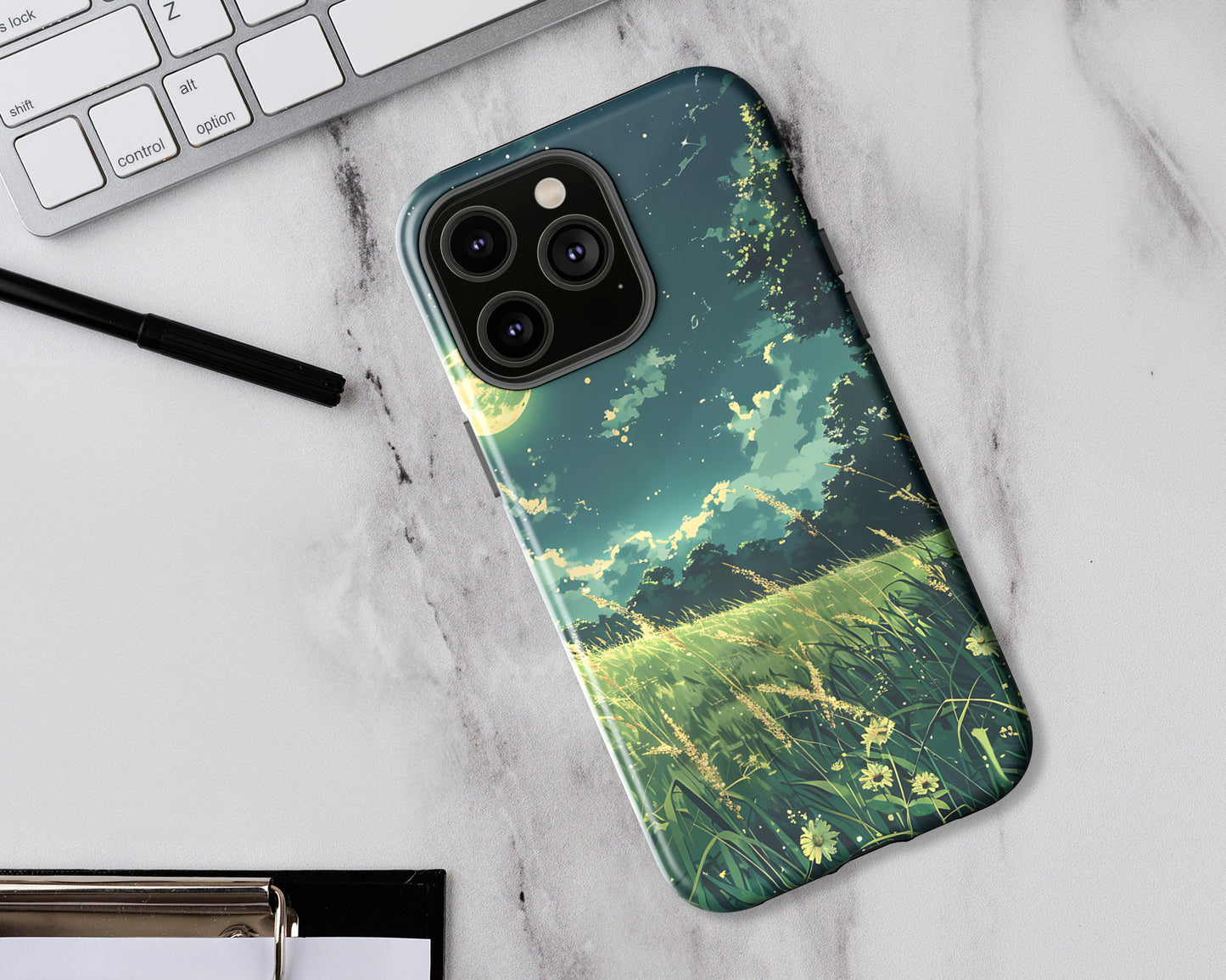 Night fields in anime style iPhone case