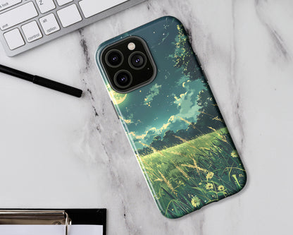 Night fields in anime style iPhone case