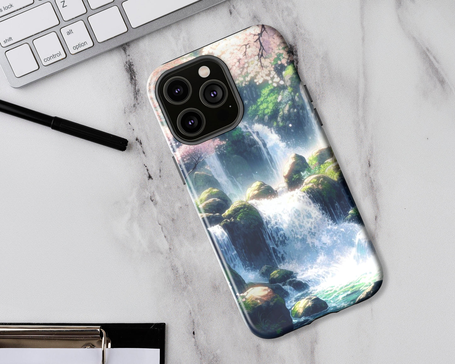 Waterfalls in anime style iPhone case