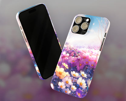 Flower fields in anime style iPhone case