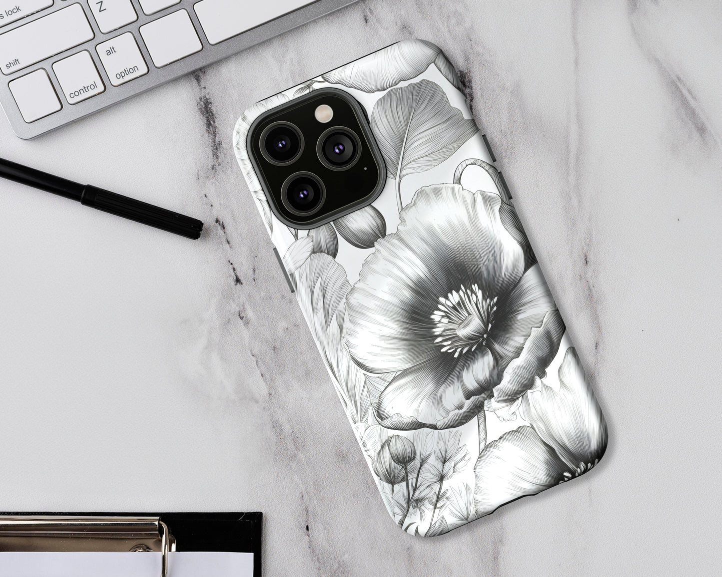 Vintage floral sketches iPhone case