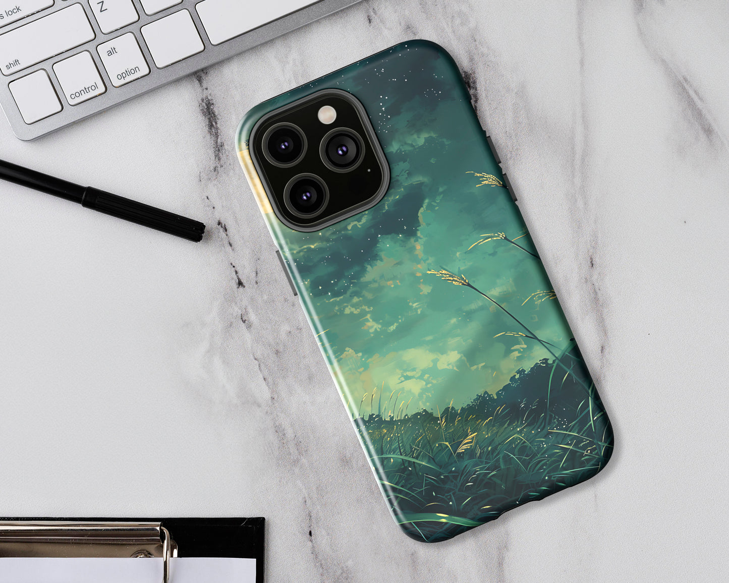 Night fields in anime style iPhone case