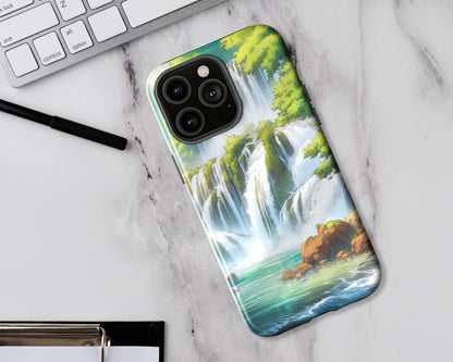 Waterfalls in anime style iPhone case