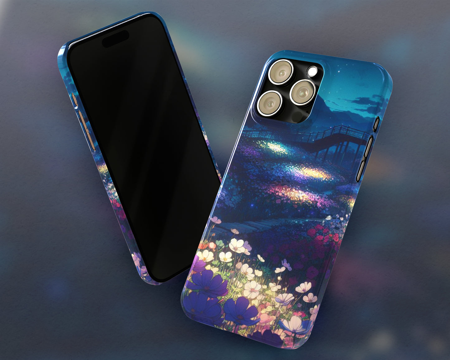 Flower fields in anime style iPhone case