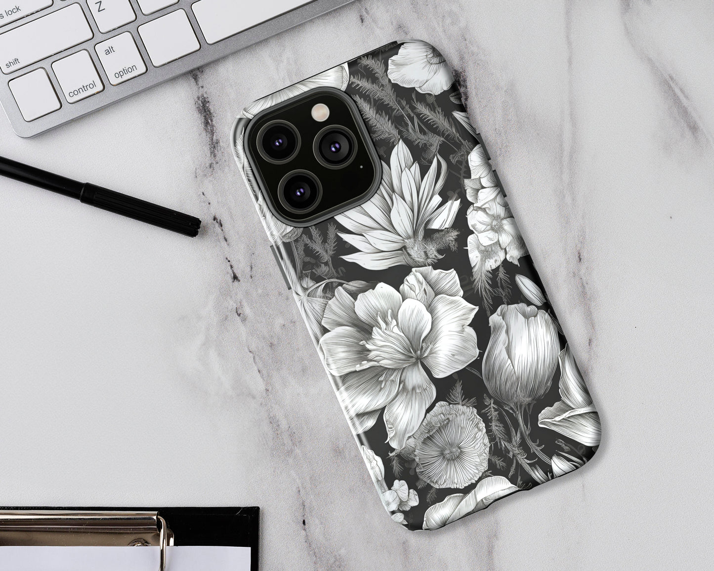 Vintage floral sketches iPhone case