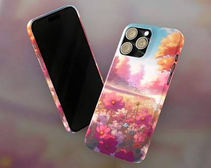 Flower fields in anime style iPhone case