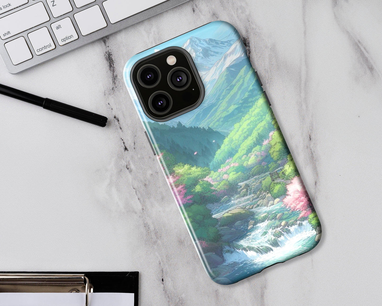 Mountains in anime style iPhone case