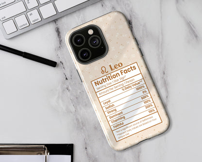 Leo Zodiac sign nutrition facts label iPhone case