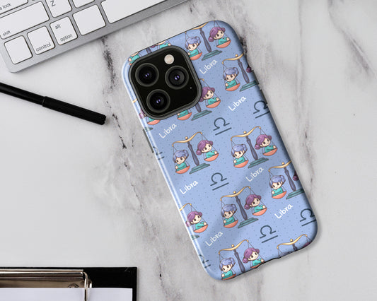 Libra Zodiac sign cute cartoon girl iPhone case