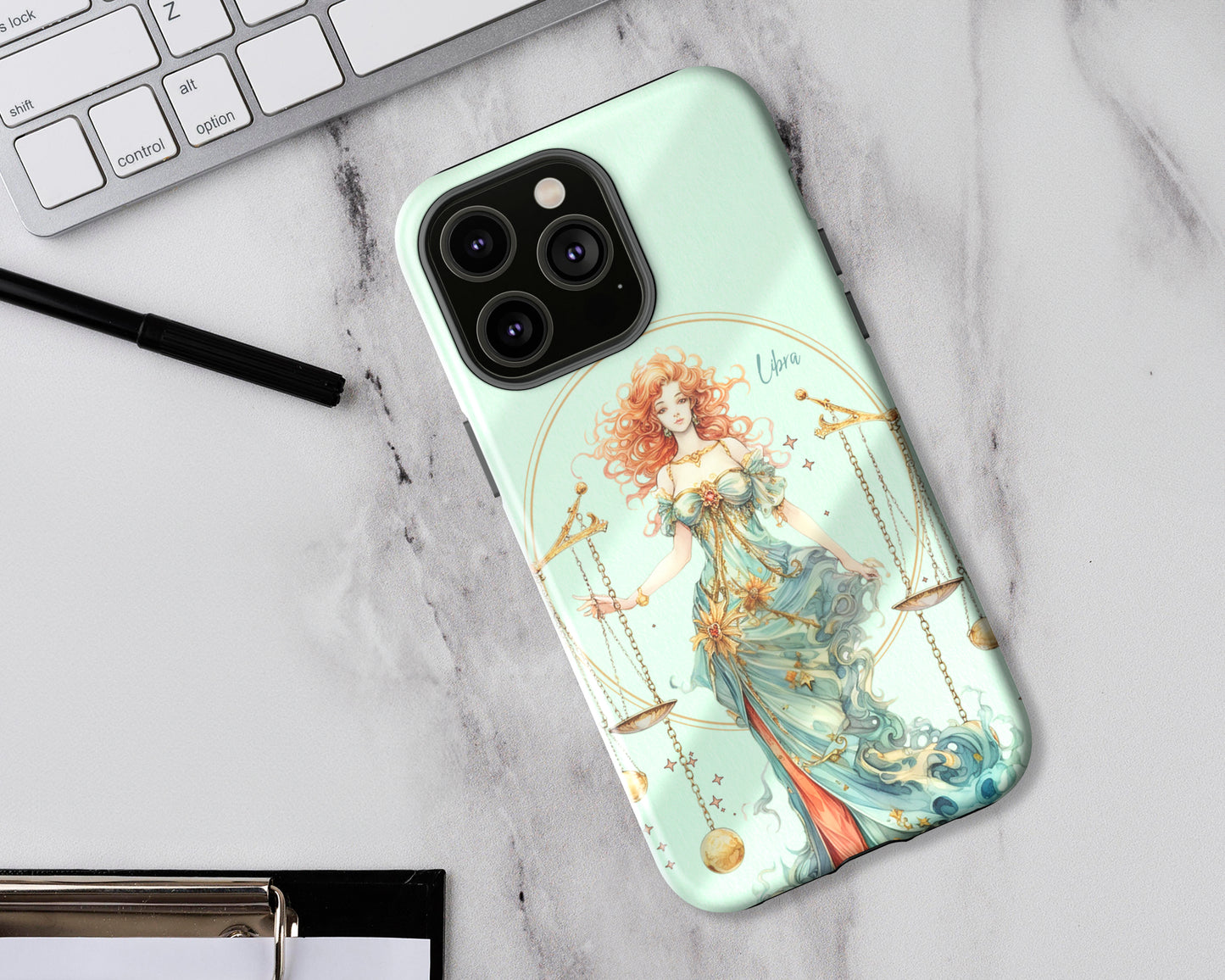 Libra Zodiac sign watercolor Goddess iPhone case