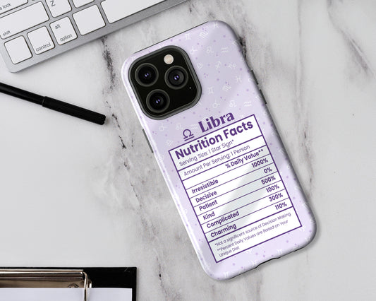 Libra Zodiac sign nutrition facts label iPhone case
