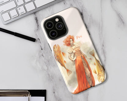 Pisces Zodiac sign watercolor Goddess iPhone case