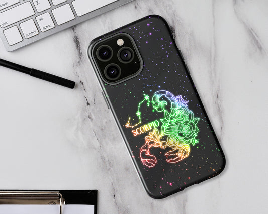 Scorpio Zodiac sign glowing starry sky iPhone case