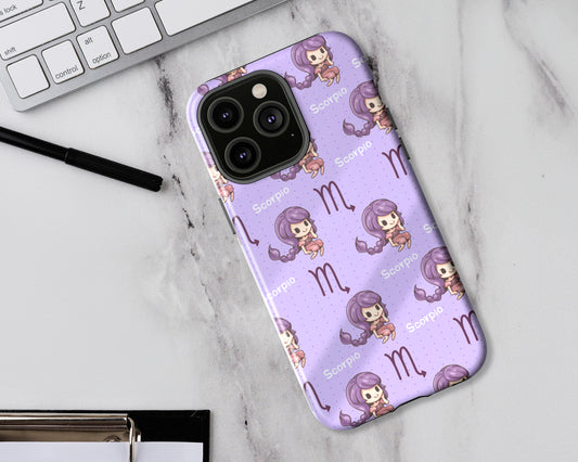 Scorpio Zodiac sign cute cartoon girl iPhone case