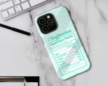 Sagittarius Zodiac sign nutrition facts label iPhone case