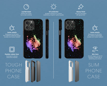 Pisces Zodiac sign glowing starry sky iPhone case