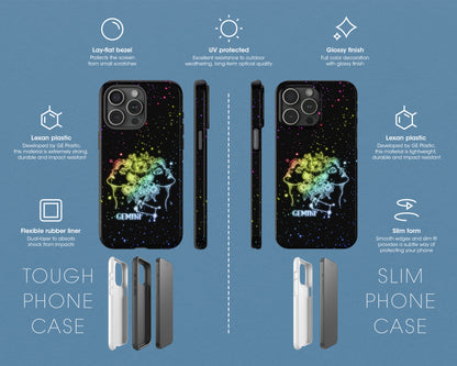 Gemini Zodiac sign glowing starry sky iPhone case