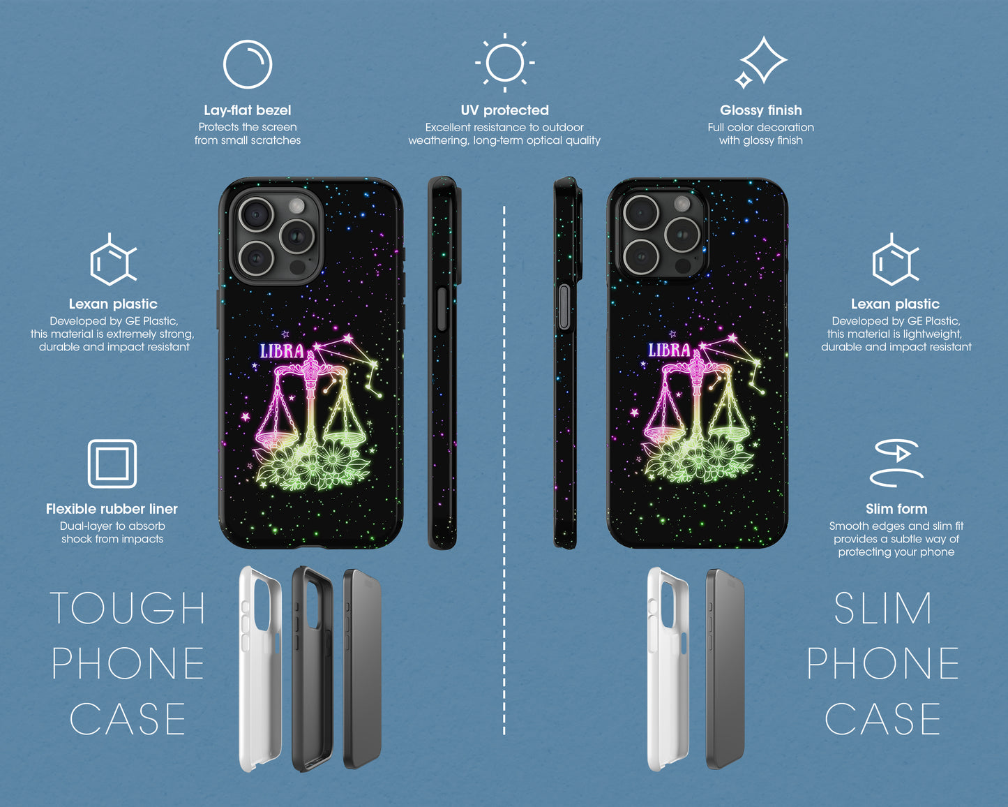 Libra Zodiac sign glowing starry sky iPhone case