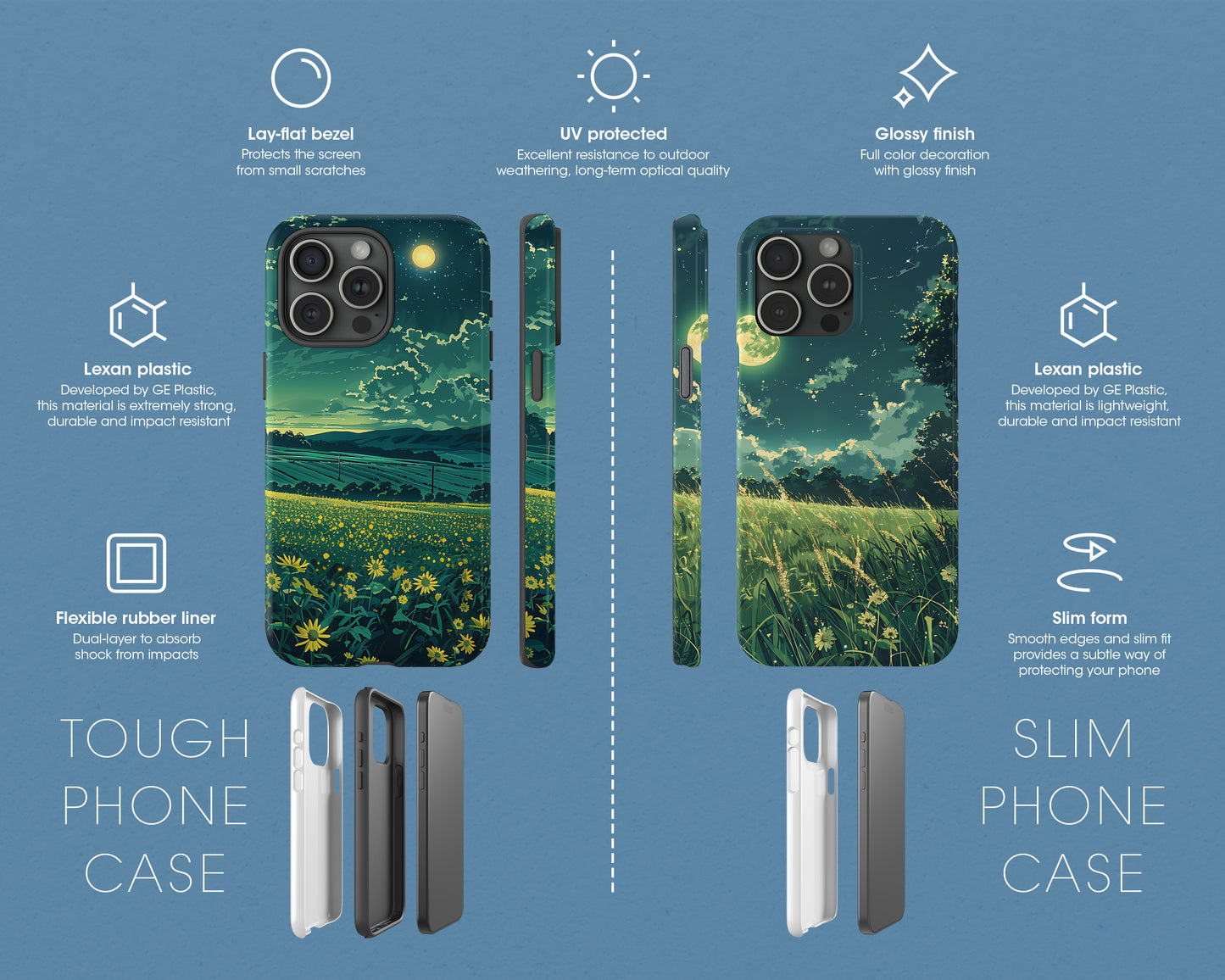 Night fields in anime style iPhone case