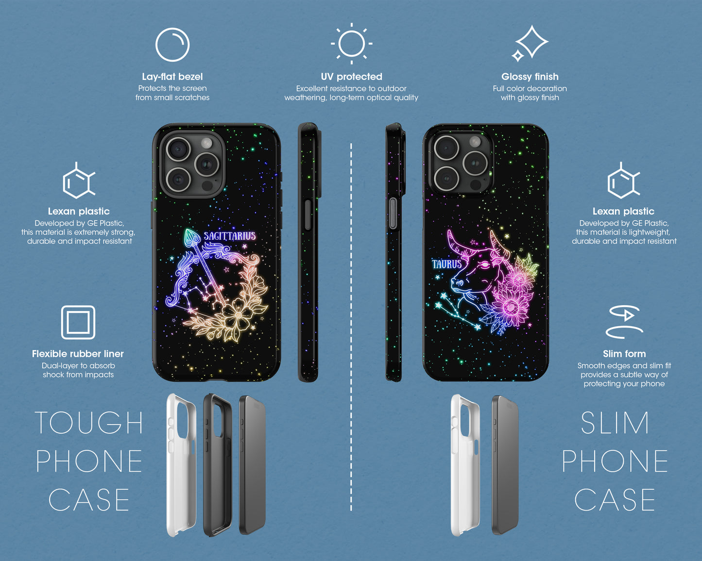 Zodiac sign glowing starry skies iPhone case