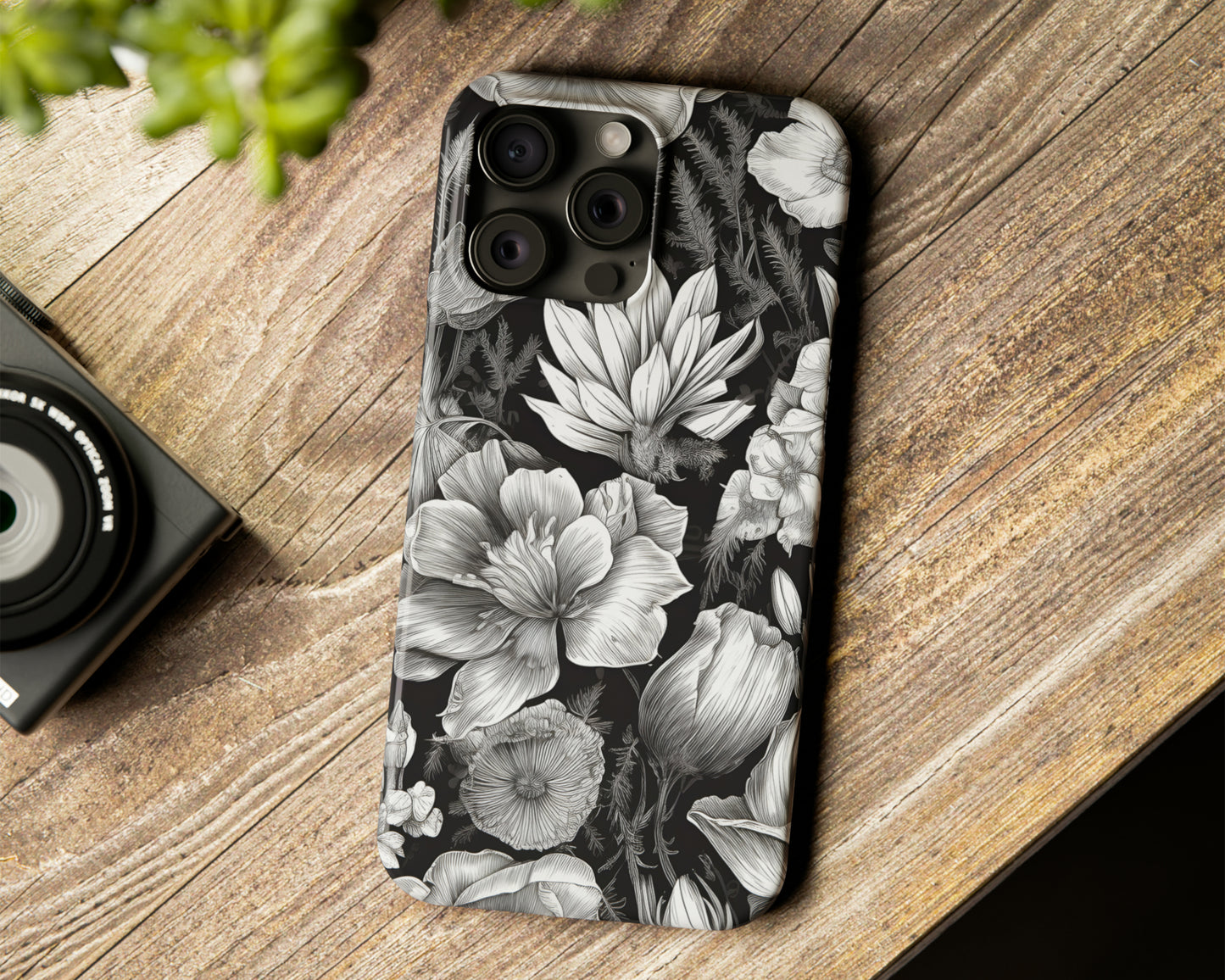 Vintage floral sketches iPhone case